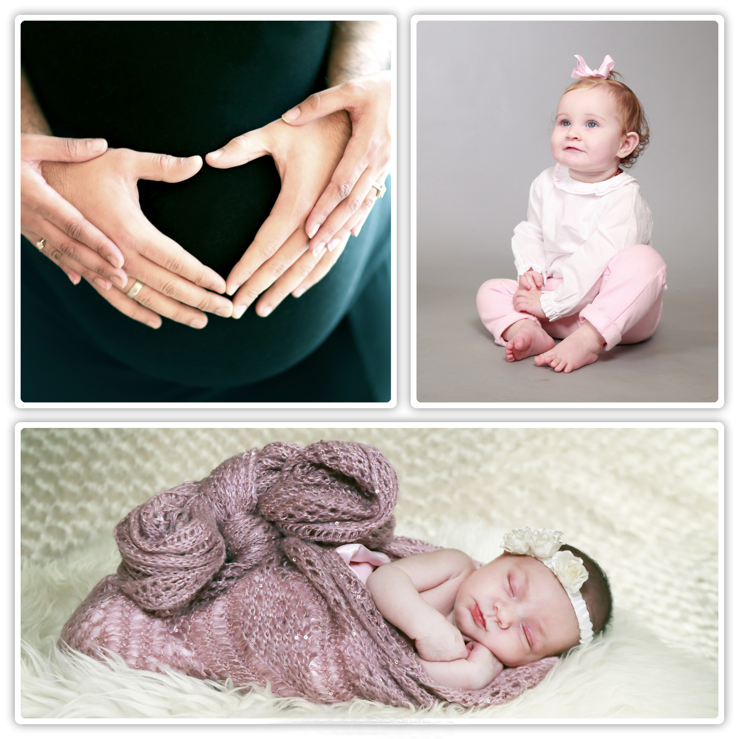 Collage of maternity photography and baby photographs
